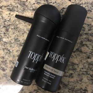 Toppik black hair fiber and holding spray